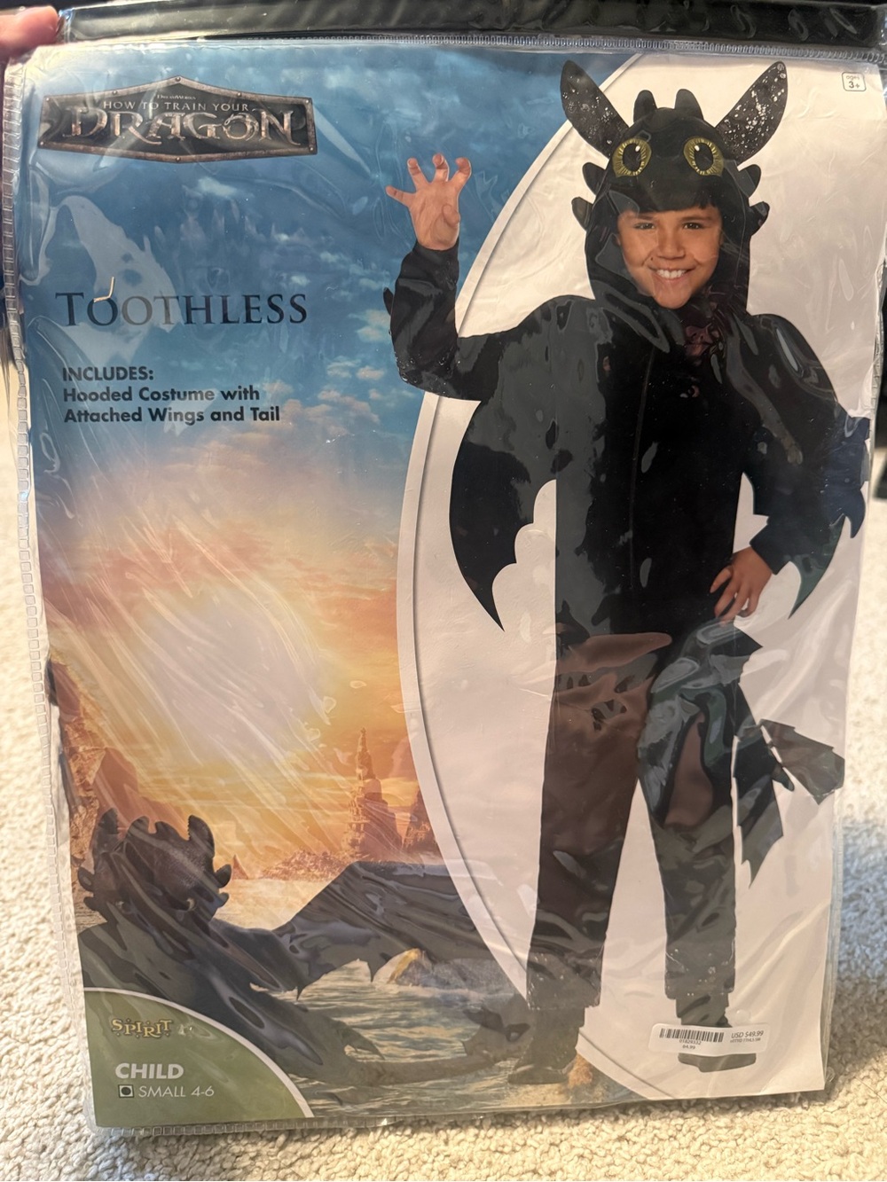 Spirit Halloween Toothless Costume How to Train Your Dragon Child Small 4-6